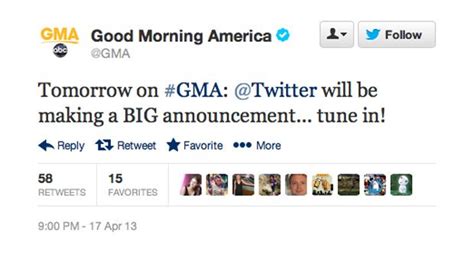 Twitter Announcing Something Big On Good Morning America Tomorrow