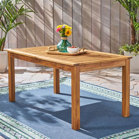 eric outdoor expandable acacia wood dining table natural finish