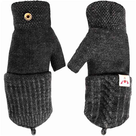 gloves winter warm womens ladies fingerless  capped combo mittens ebay