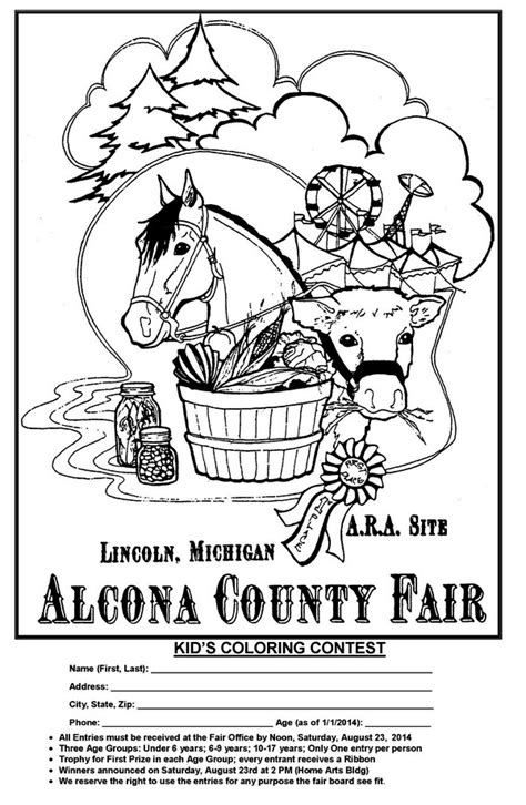 kids coloring contest alcona county fair