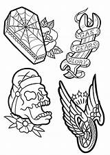 Flash Tattoo Traditional American School Old Drawing Practice sketch template