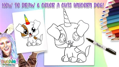 draw color  cute unicorn dog easy giant unicorn dog coloring