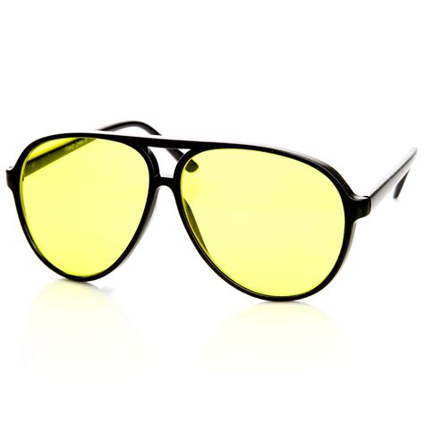 Retro 1980s Aviator Yellow Driving Lens Sunglasses Zerouv