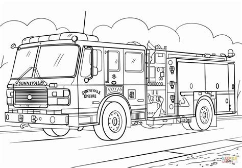 coloring page fire truck halloweenfilescom    images