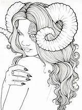 Demon Coloring Pages Girl Fantasy Drawing Adults Adult Deviantart Printable Tattoo Drawings Line Face Sheets Foux Color Colouring Book Sketches sketch template