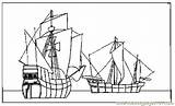 Ships Columbus Coloring Printable Holidays sketch template