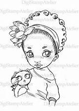 Africanas Digi Stamps Africain Africaine Fille Plushie Africana Kids Africano Africanos sketch template