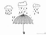Umbrella Coloring Pages Raindrop Clouds Printable Kids Adults sketch template