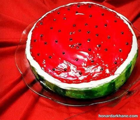 ایده های زیبا و متنوع برای تزیین کیک هندوانه ای برای شب یلدا