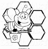 Honeycomb Waving Coloring Beehive Clipground sketch template