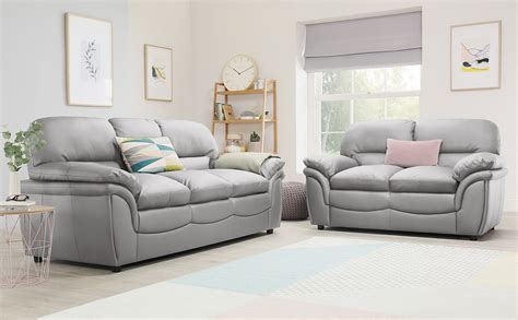 rochester light grey leather  seater sofa set furniture choice