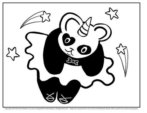 pandacorn ballerina doodle printable cute kawaii coloring page etsy