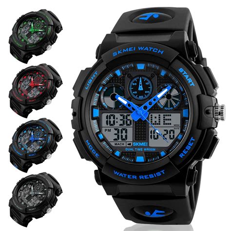tsv mens digital sports  large face waterproof wrist watches