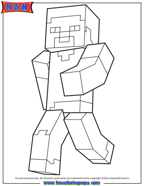 minecraft coloring pages steve coloring home