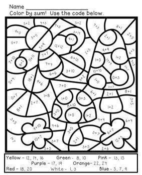 math coloring sheets  spring addition  subtraction
