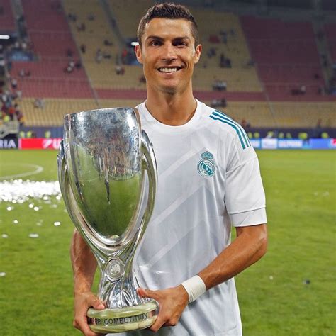 cristiano ronaldo holding uefa supercup  trophy