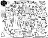 Paper Doll Summer Dress Garden Set sketch template