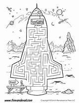 Printable Space Maze Kids Mazes Activities Rocket Printables Astronaut Crafts Spaceship Bw Puzzle Timvandevall Craft Theme Ship Tim Science Guide sketch template