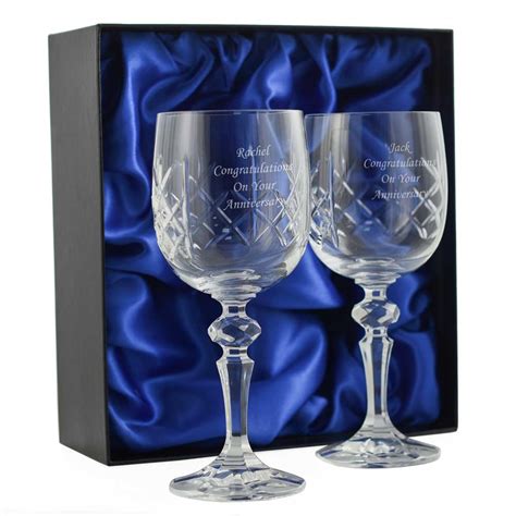 Personalised Pair Of Crystal Wine Glasses
