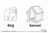 Colouring Kennel Dog Pages Animals Coloring Activity Template sketch template