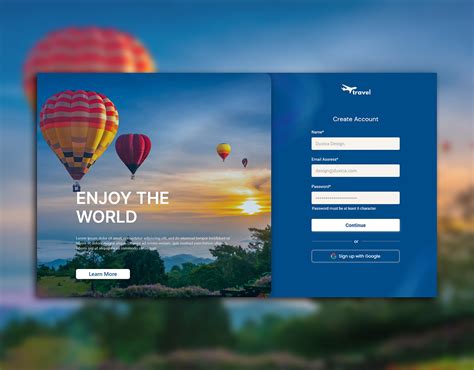 travel login page design behance