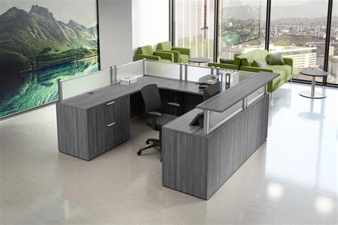 modern gray reception desk continental office group