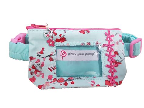 Diabetes Insulin Pump Pouch Cherry Blossom With Vinyl Screen And Zip