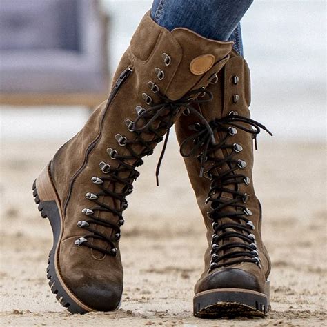winter fashion women  mid calf boots  toe western lace  side zipper ladies bootsjpg
