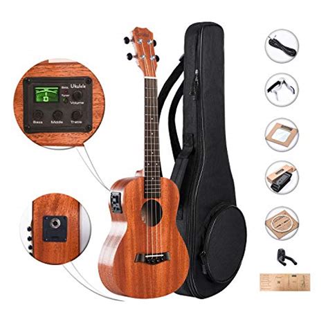 caramel ct  solid mahogany tenor ukulele  truss rod electric uke beginner