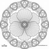 Coloring Flower Mandala Pages August Poppy Printable Advanced Level Adults Color Birthstone Print Adult Colouring Difficult Version Clipart Hard Celtic sketch template