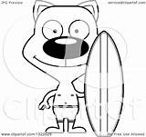 Cat Surfer Illustration Cartoon Happy Clipart Royalty Cory Thoman Lineart Outline Vector 2021 sketch template