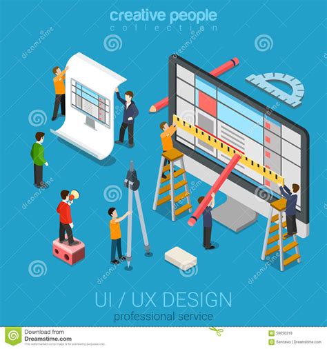 Isometric User Interface Design Process Concept Stock