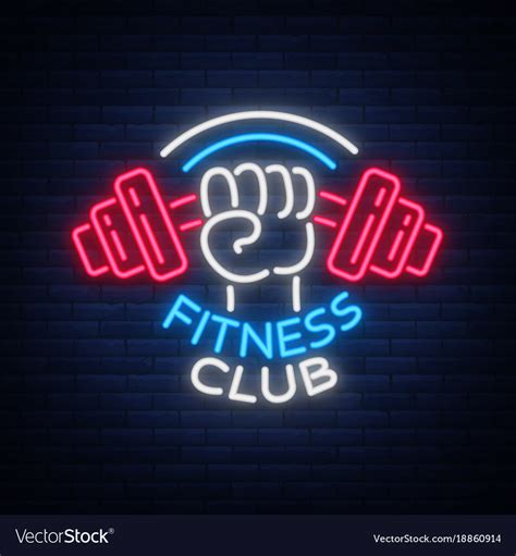 fitness gym logo sign  neon style isolated vector image
