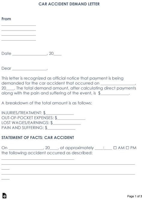 write  demand letter  auto accident settlement