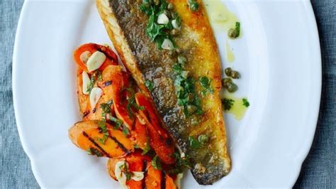 Sea Bass And Capers With Butter Sauce Served With Grilled
