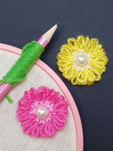 easy woolen flower making ideas  pencil hand embroidery amazing