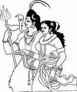 Shivratri Color Shiva Coloring Parvati Theholidayspot sketch template