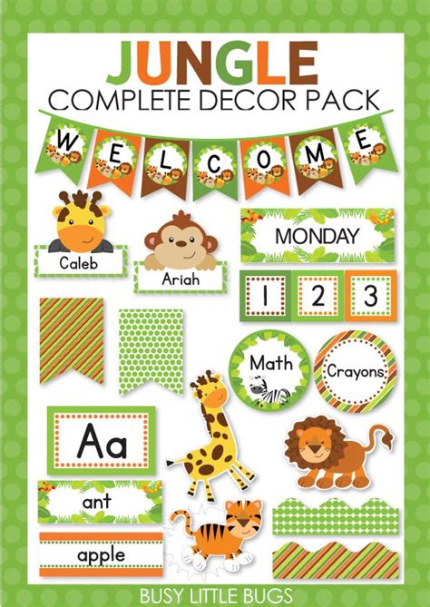complete collection  jungle themed decor pack   classroom