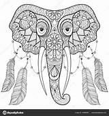 Zentangle Elephants Freehand sketch template
