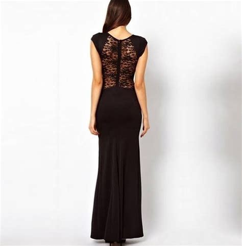 Floor Length Black Gothic Lace Dress 133136