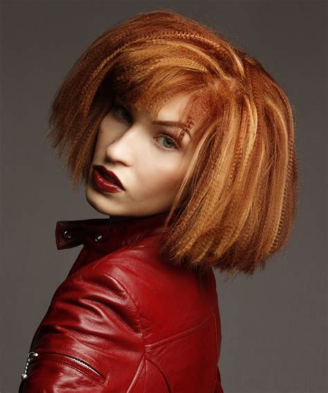 Medium Curly Alternative Emo Hairstyle Ginger Brunette