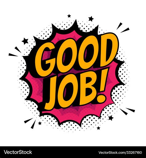 good job work comic text sound effects pop art vector image