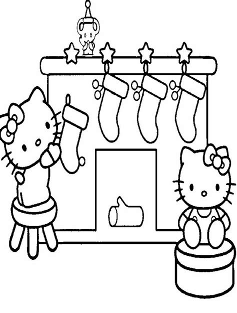 christmas cute  kitty coloring pages  printable  kitty