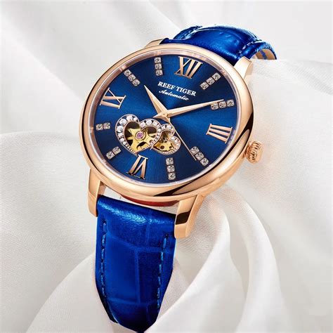 reef tigerrt luxury brand women watches steel  blue watches leather