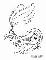 Mermaid Swimming Printcolorfun Mermaids sketch template