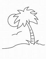 Palm Tree Coloring Pages Template Beach Drawing Trees Leaf Templates Jungle Line Print Cliparts Printable Color Clipart Seashore Branch Drawings sketch template