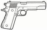 Colt M1911 Pistolet Munition sketch template