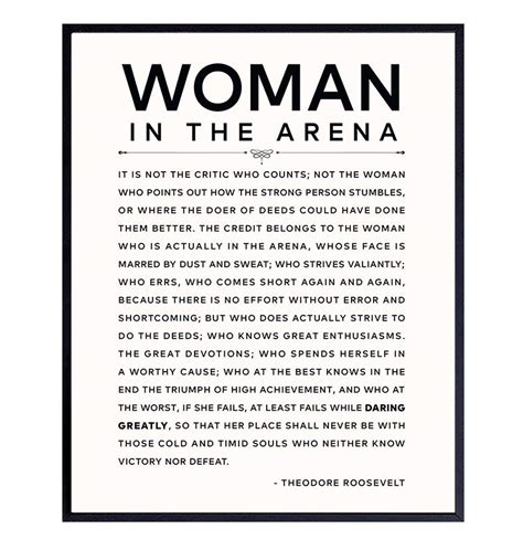 Daring Greatly Man Woman In The Arena Quote Poster 8x10