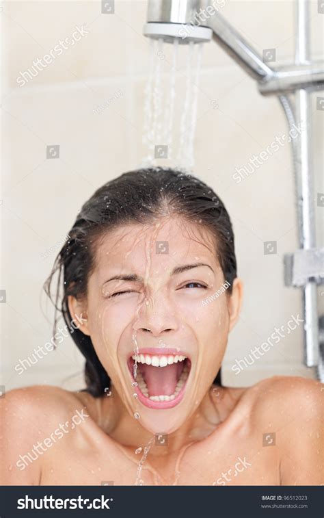 Cold Shower Woman Taking Ice Cold Shower Screaming Funny At Camera
