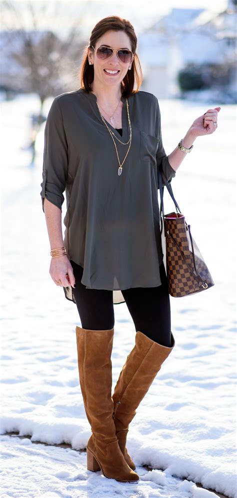 Casual Outfit Formula Leggings Tunic Tall Boots Spring Outfits